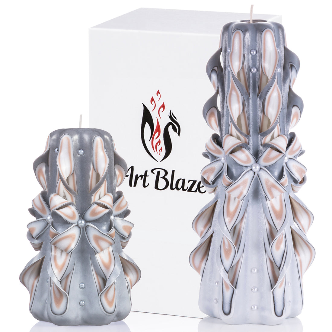 Set of carved candles "Delicate Lace"