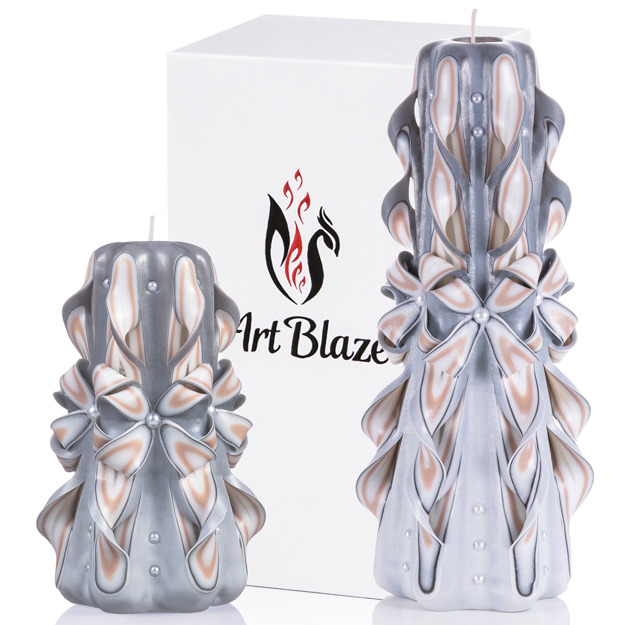 Set of carved candles "Delicate Lace"