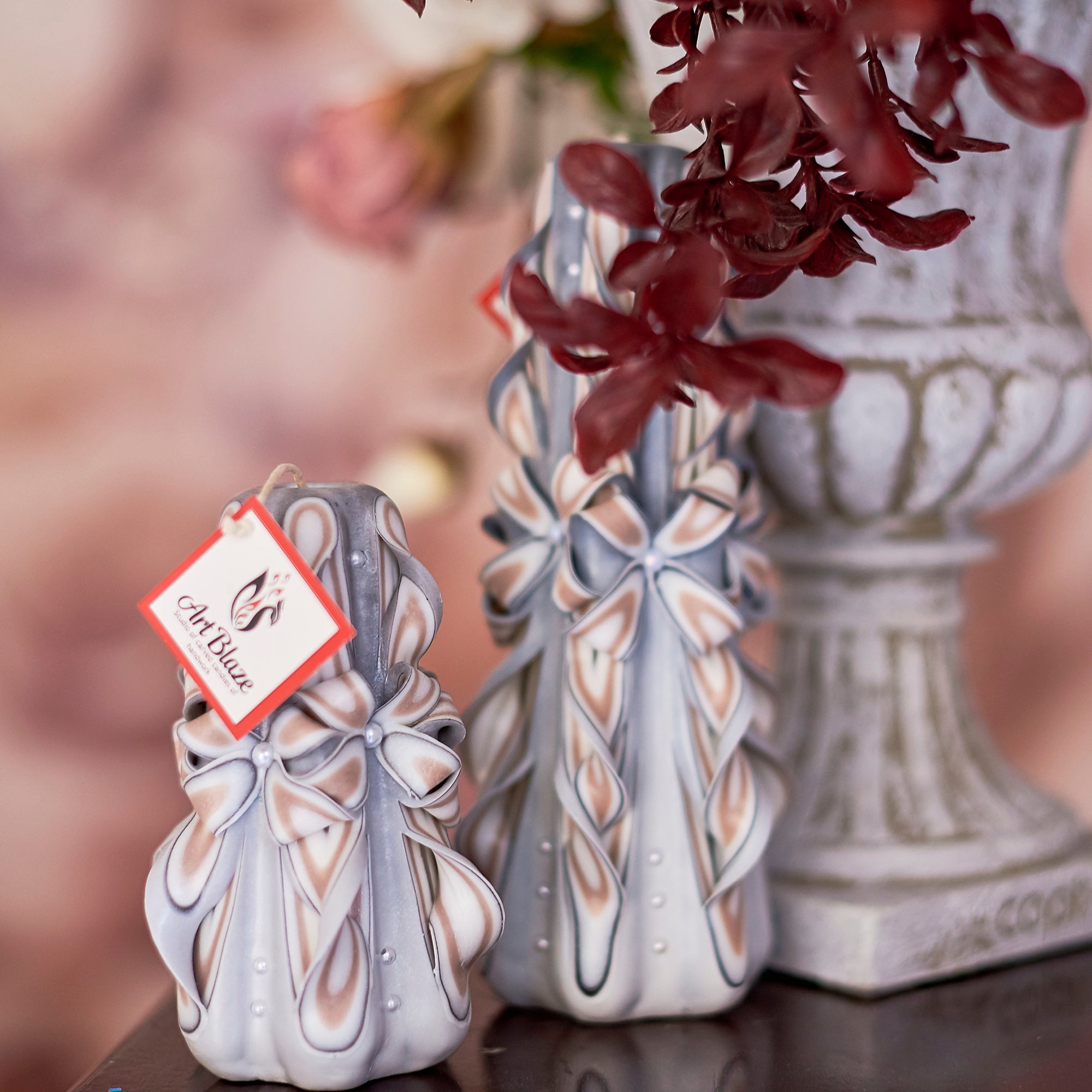 Set of carved candles "Delicate Lace"