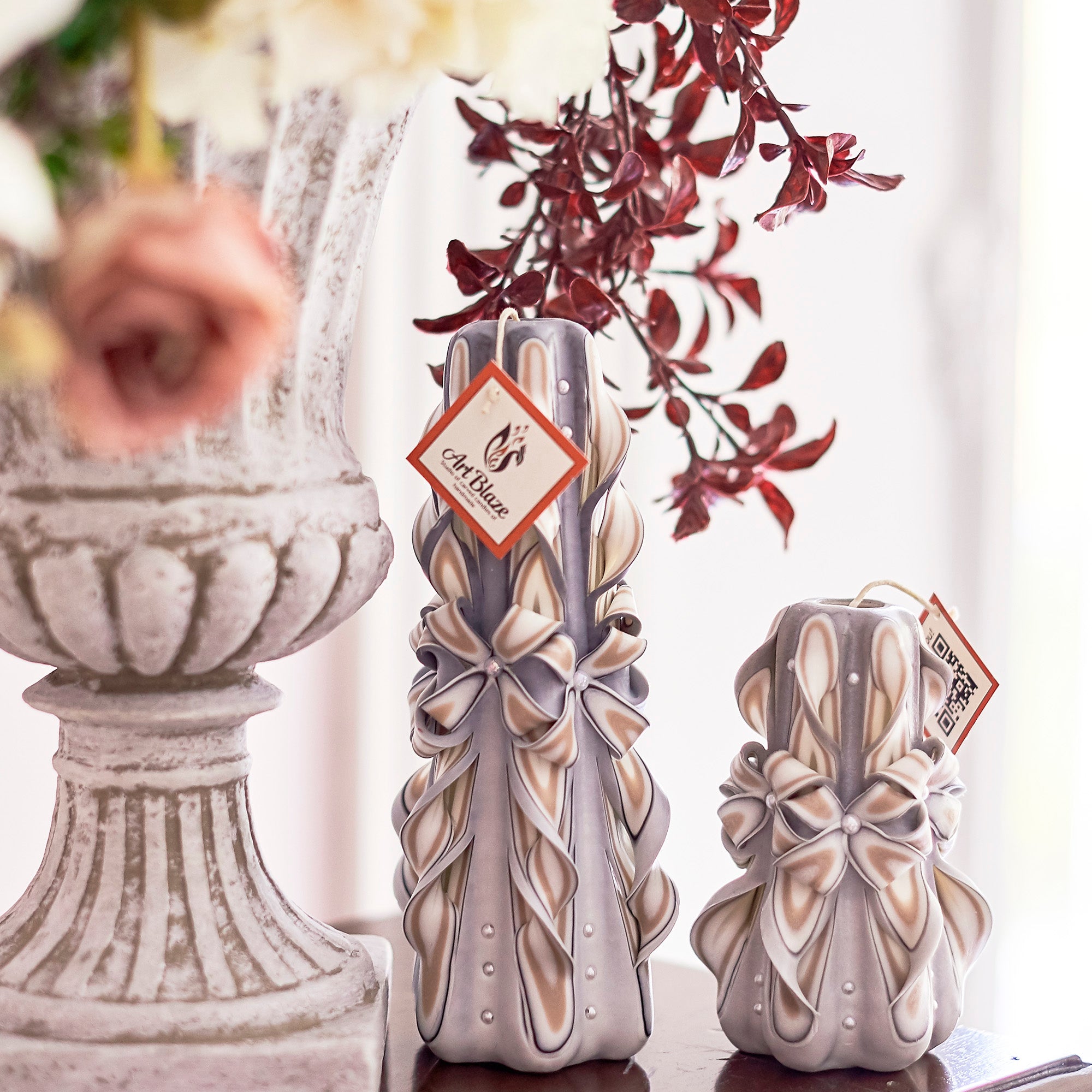 Set of carved candles "Delicate Lace"