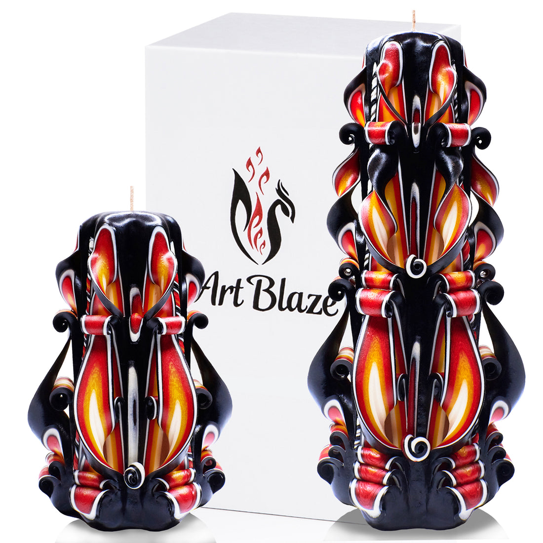 Set of carved candles "Amber Flame"