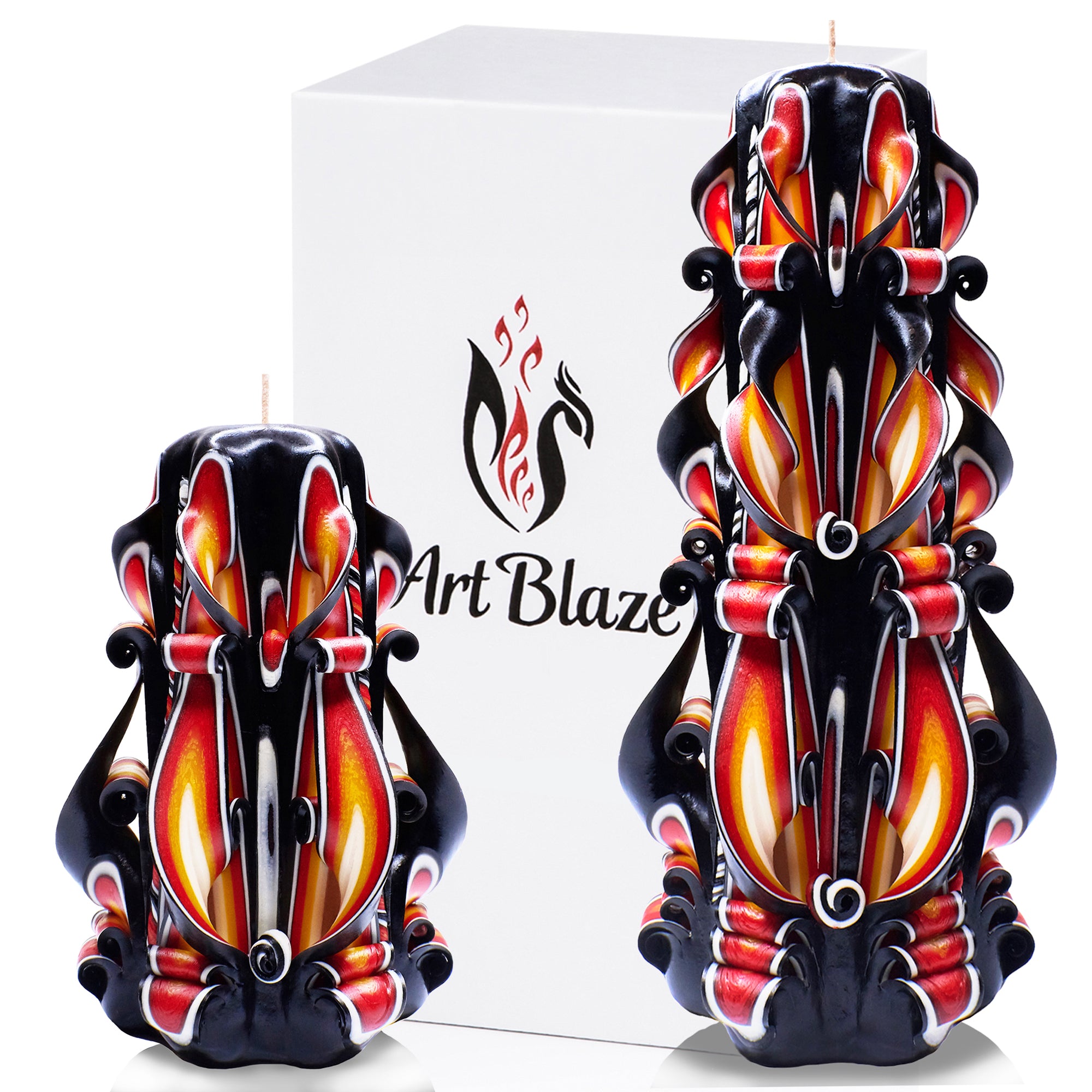 Set of carved candles "Amber Flame"