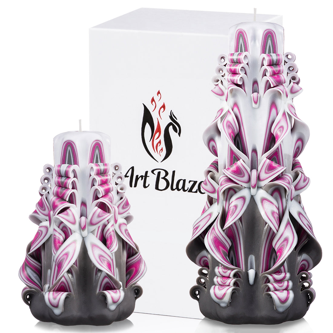 Set of carved candles "Crimson Haze"