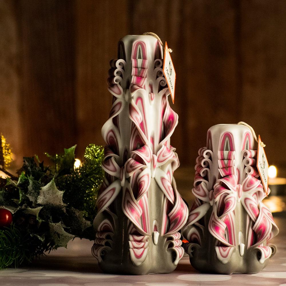 Set of carved candles "Crimson Haze"