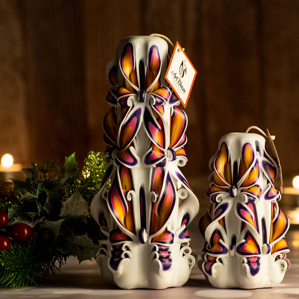 Set of carved candles "Royal Pearl"