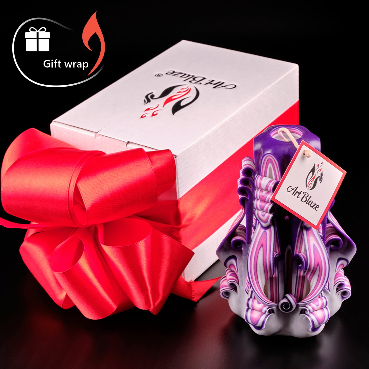 Set of carved candles "Lilac Sunset"