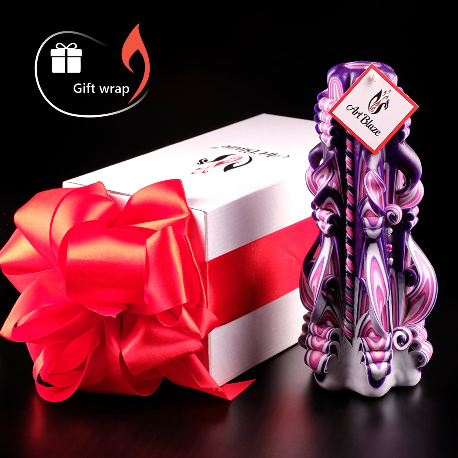 Set of carved candles "Lilac Sunset"