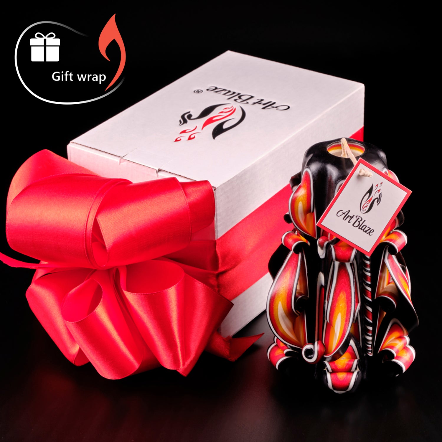 Set of carved candles "Amber Flame"