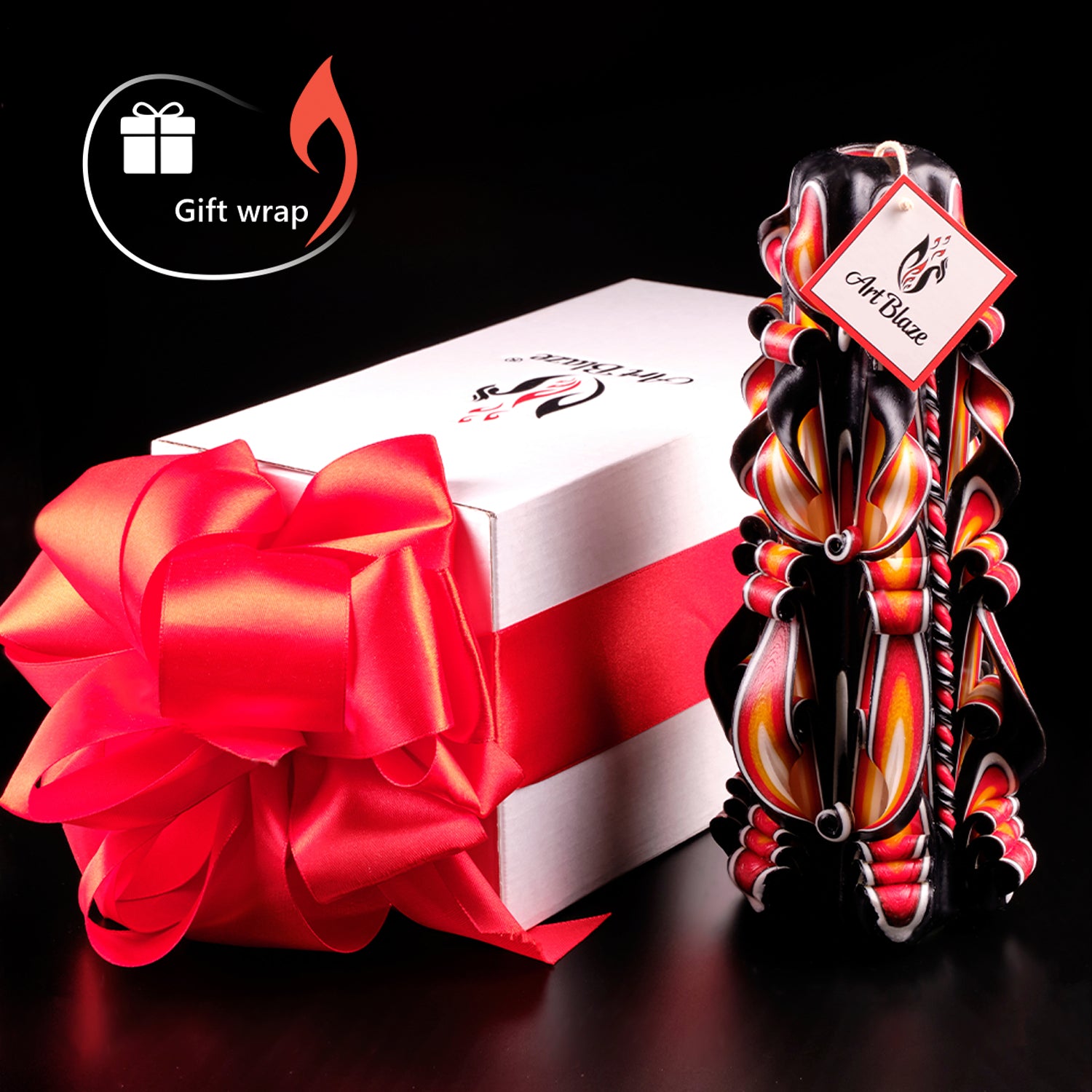 Set of carved candles "Amber Flame"