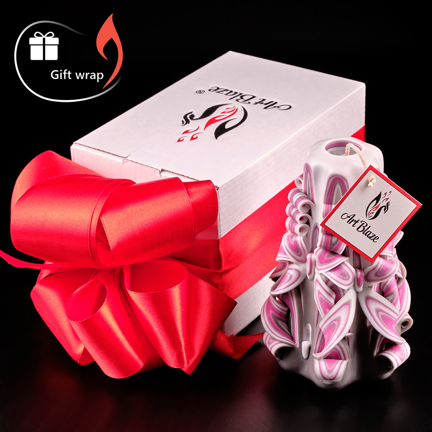 Set of carved candles "Crimson Haze"