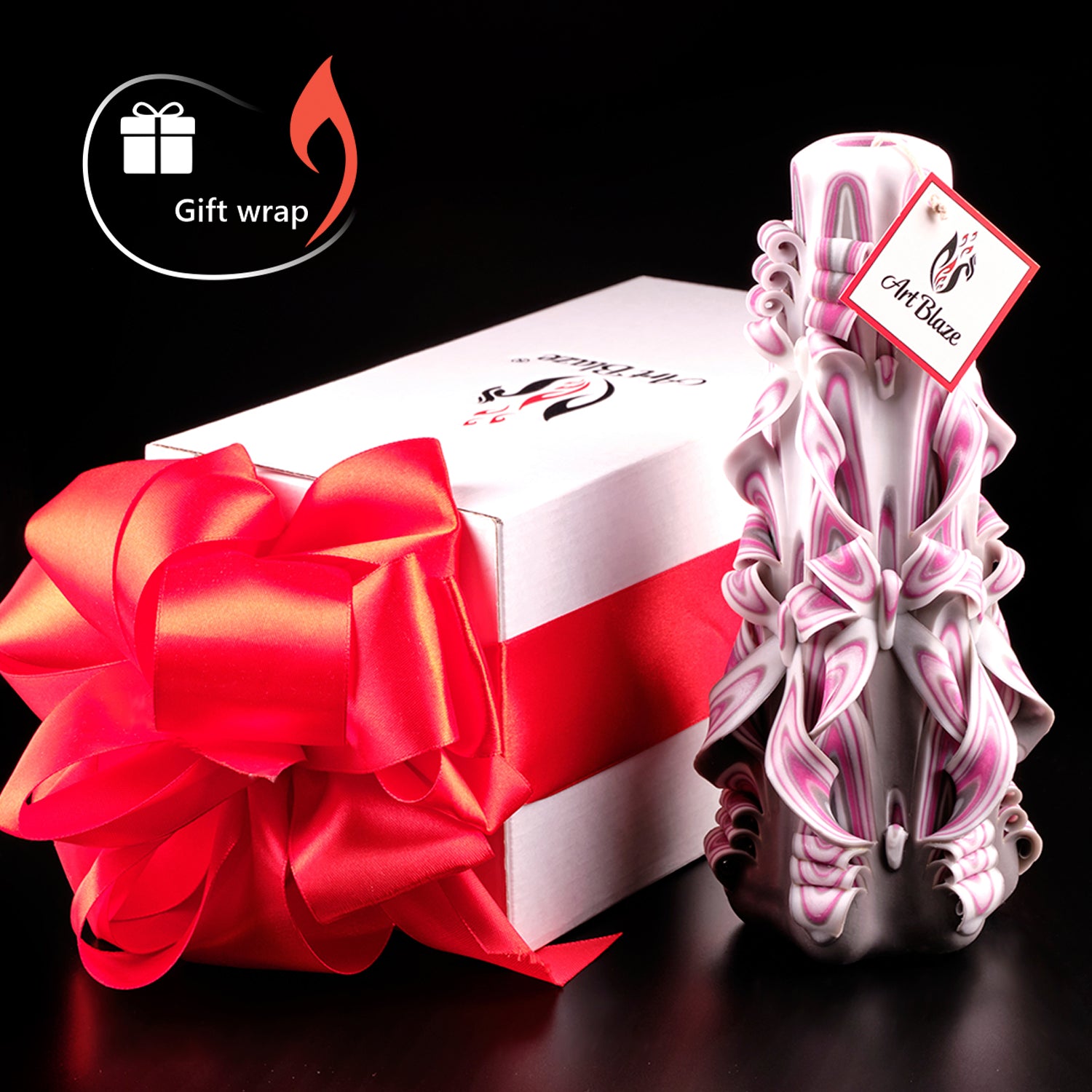 Set of carved candles "Crimson Haze"