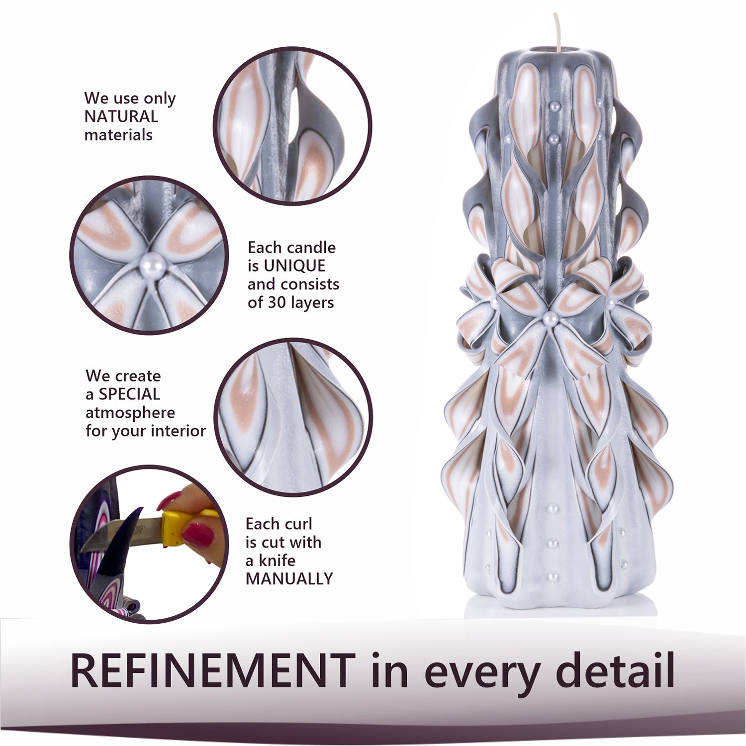 Set of carved candles "Delicate Lace"