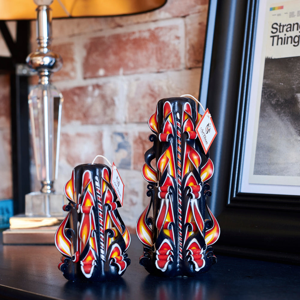 Set of carved candles "Amber Flame"