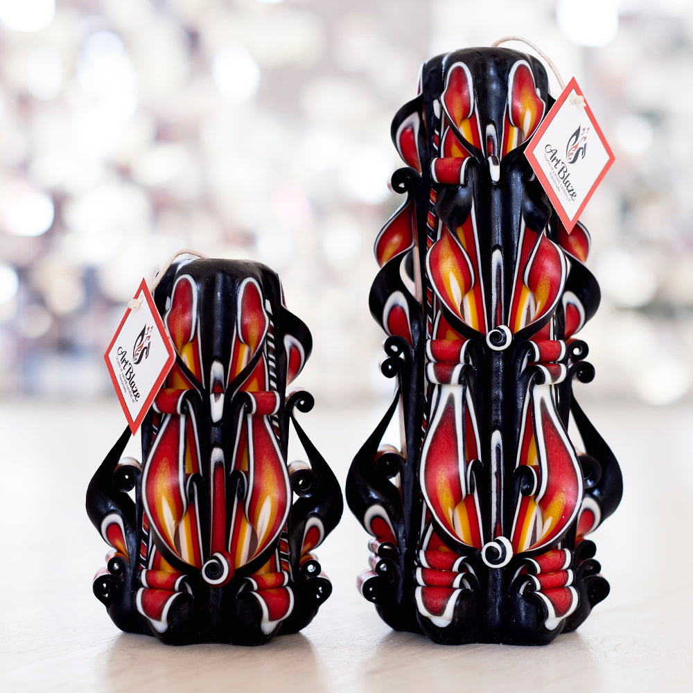 Set of carved candles "Amber Flame"