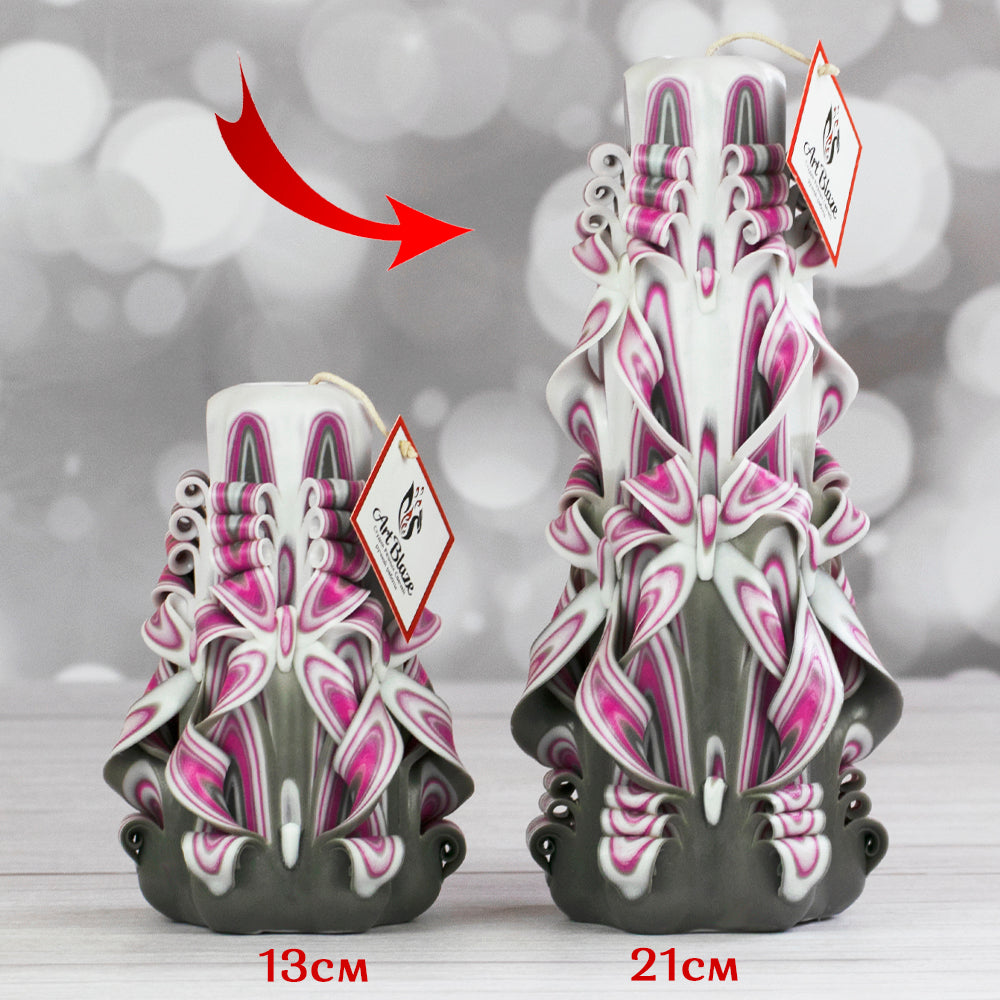 Set of carved candles "Crimson Haze"