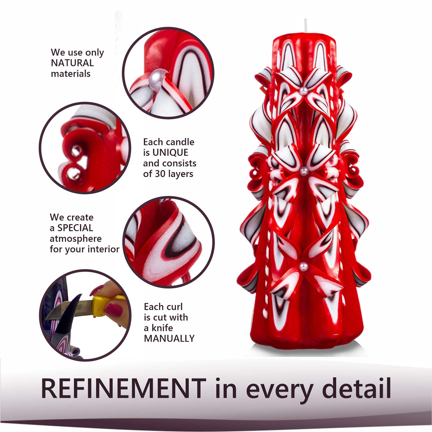 Set of carved candles "Scarlet Sails"