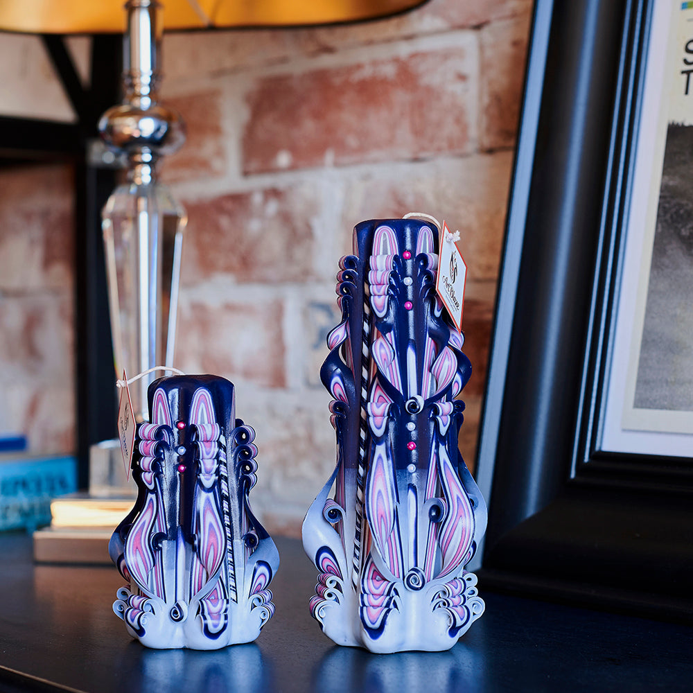 Set of carved candles "Lilac Sunset"