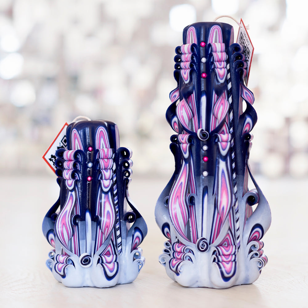 Set of carved candles "Lilac Sunset"