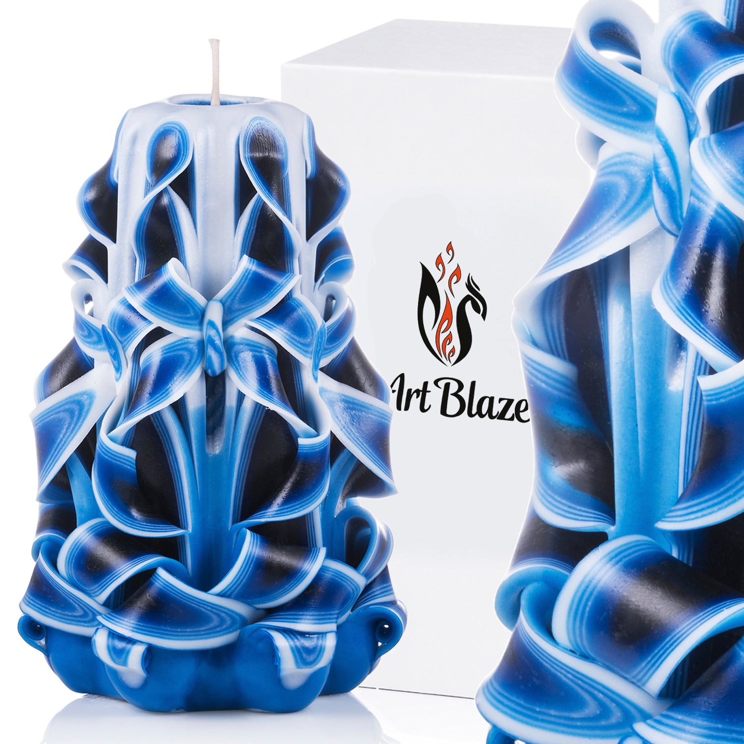 Carved candle "Sea Wave" small