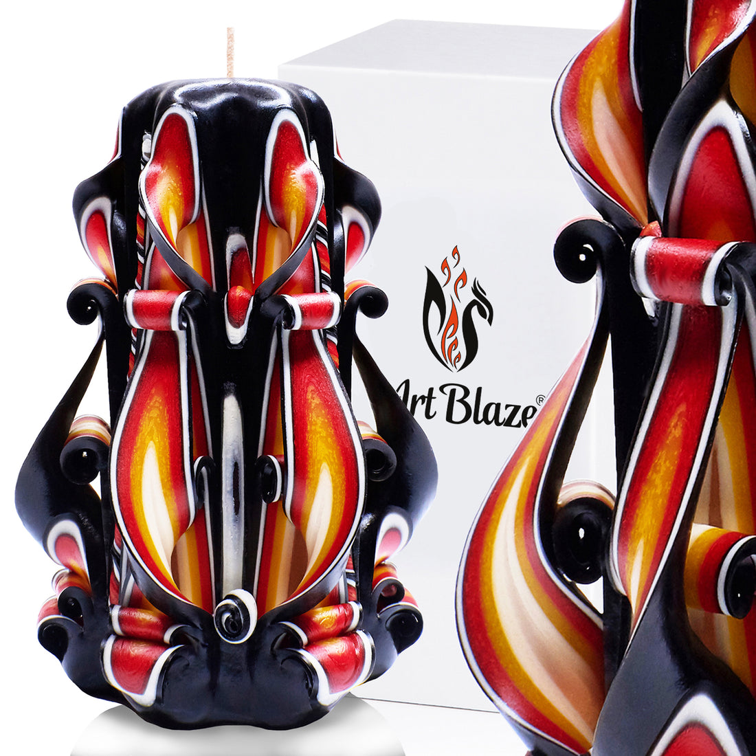 Carved candle "Amber Flame" small