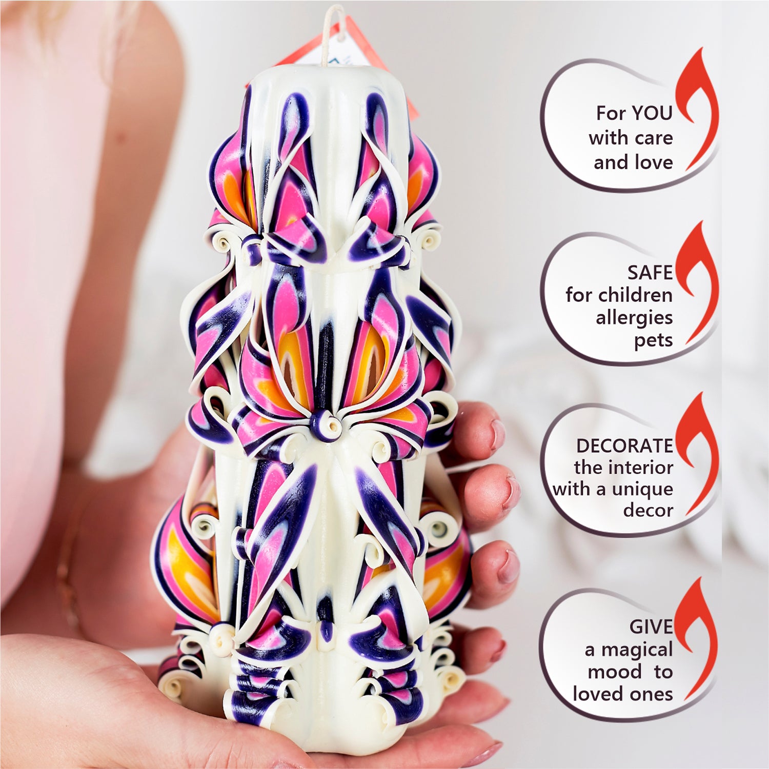 Carved candle "Royal Pearl" large