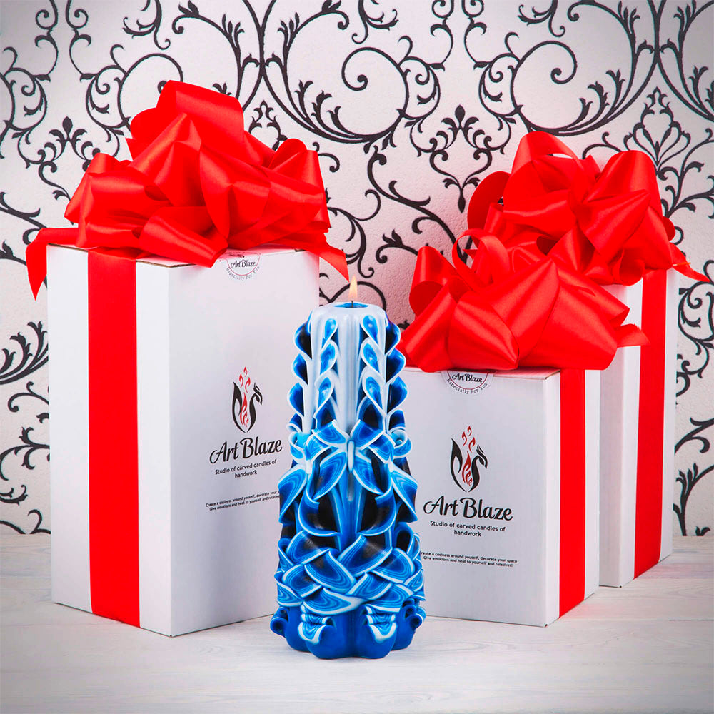 Carved candle "Sea Wave" large