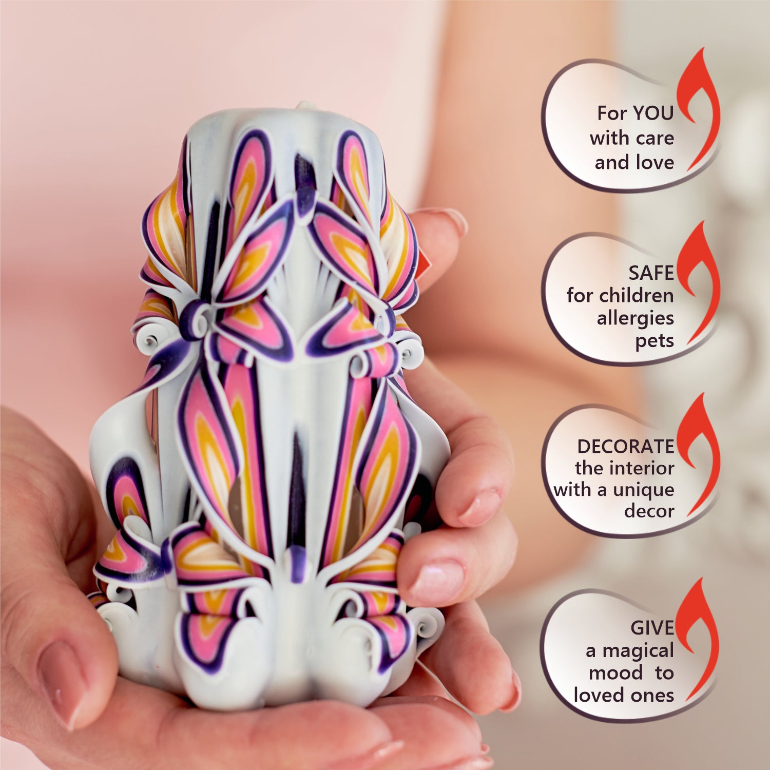 Carved candle "Royal Pearl" small