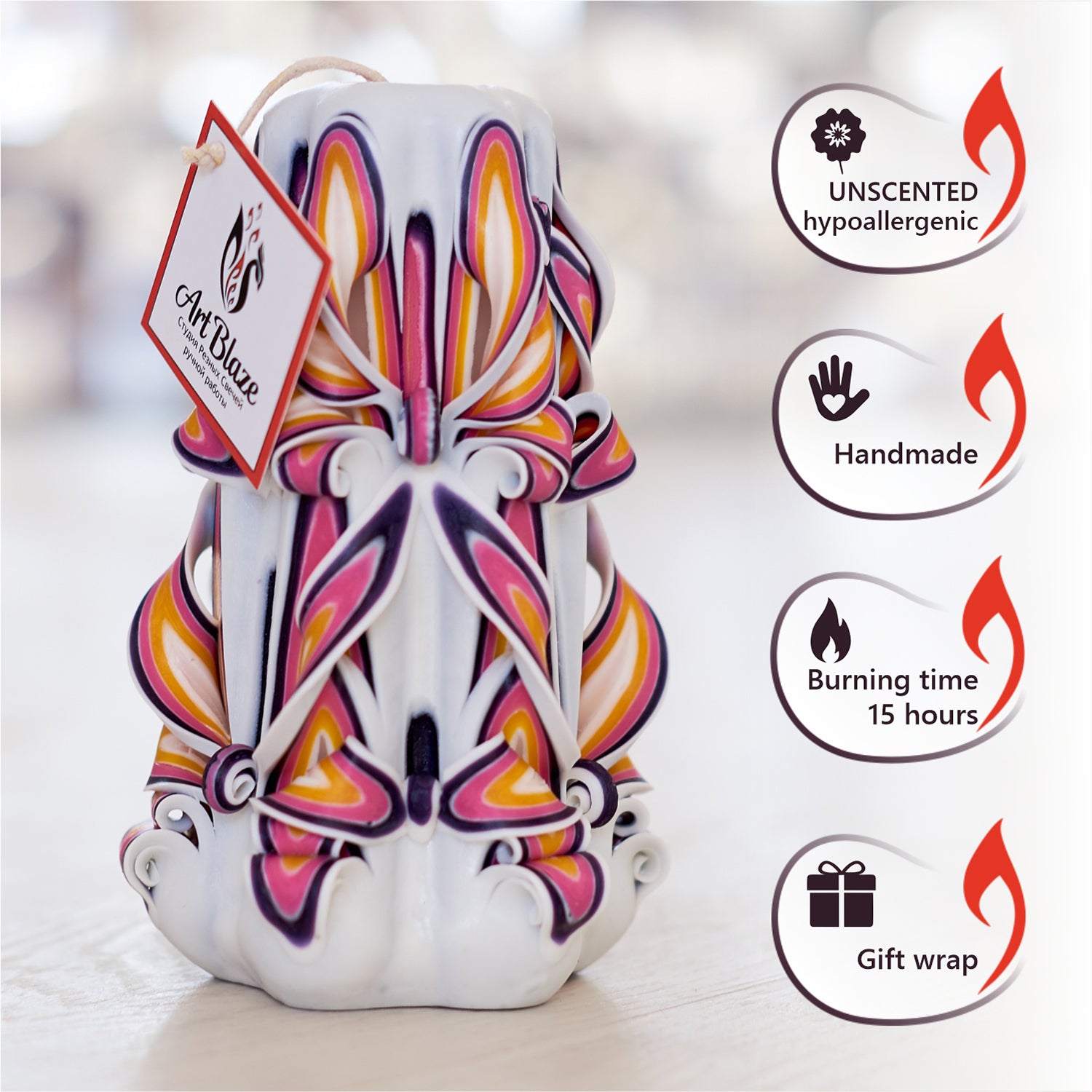 Carved candle "Royal Pearl" small
