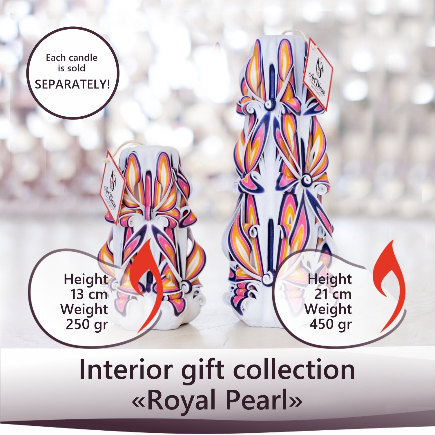 Carved candle "Royal Pearl" small