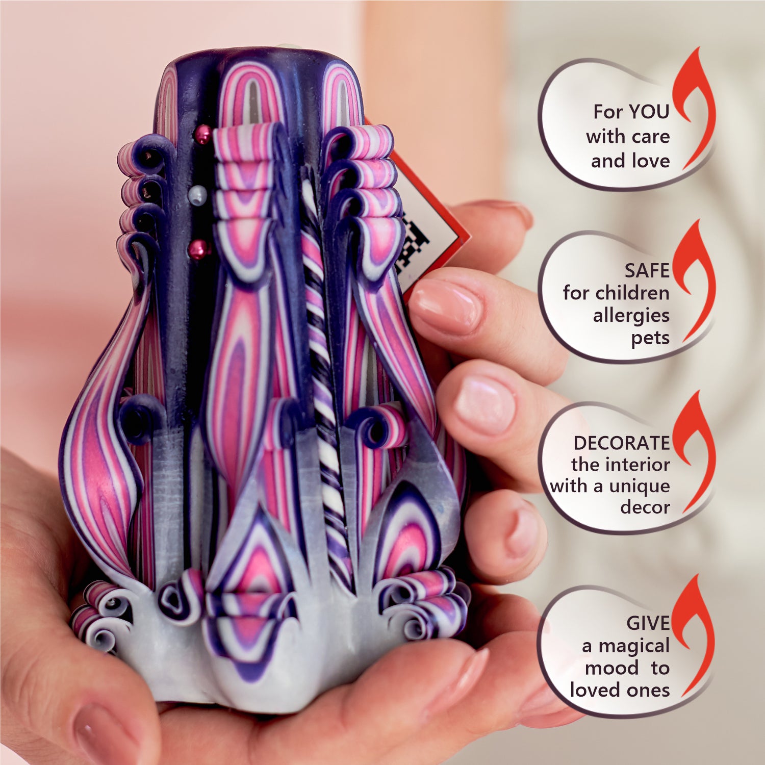 Carved Candle "Lilac Sunset" small