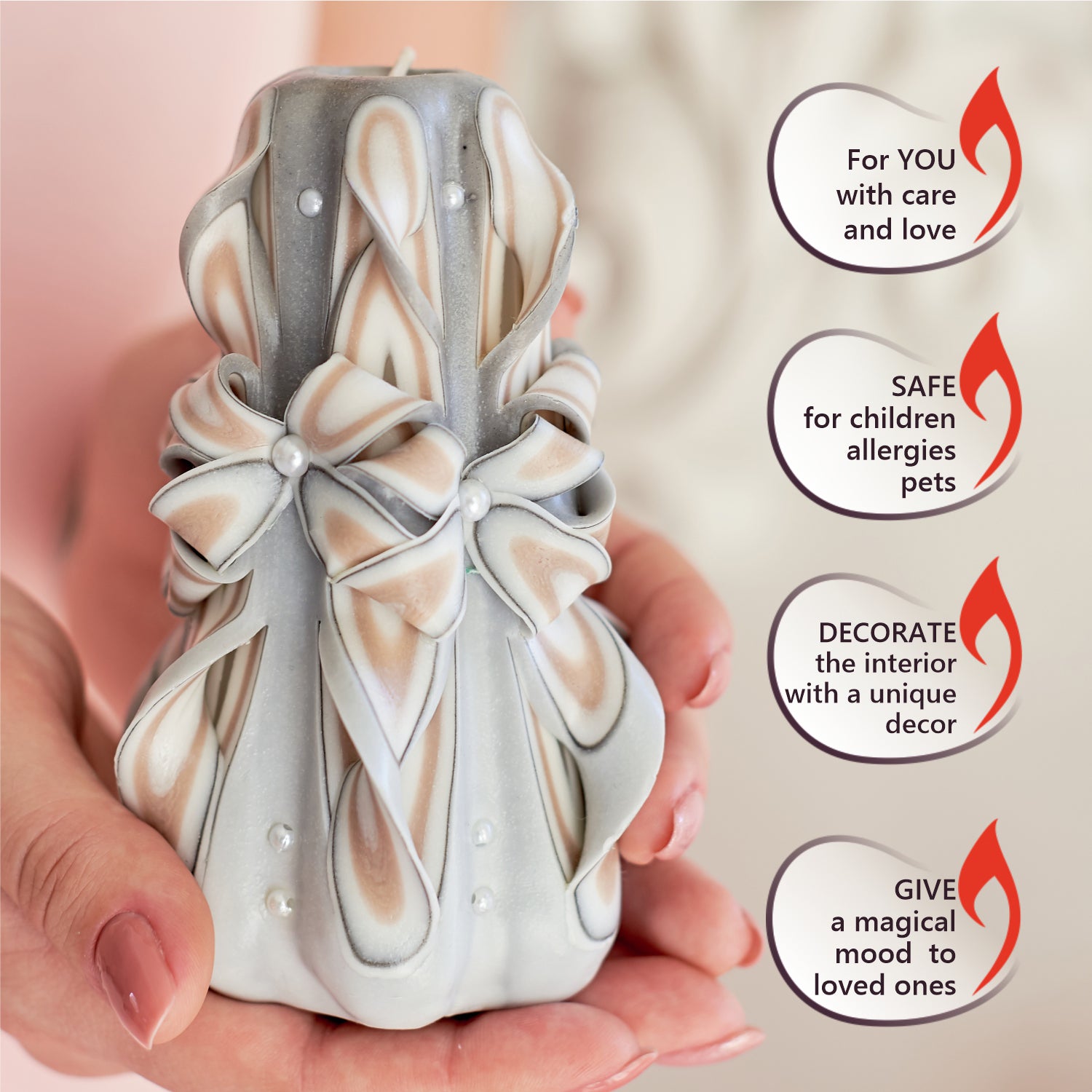 Carved candle "Delicate Lace" small