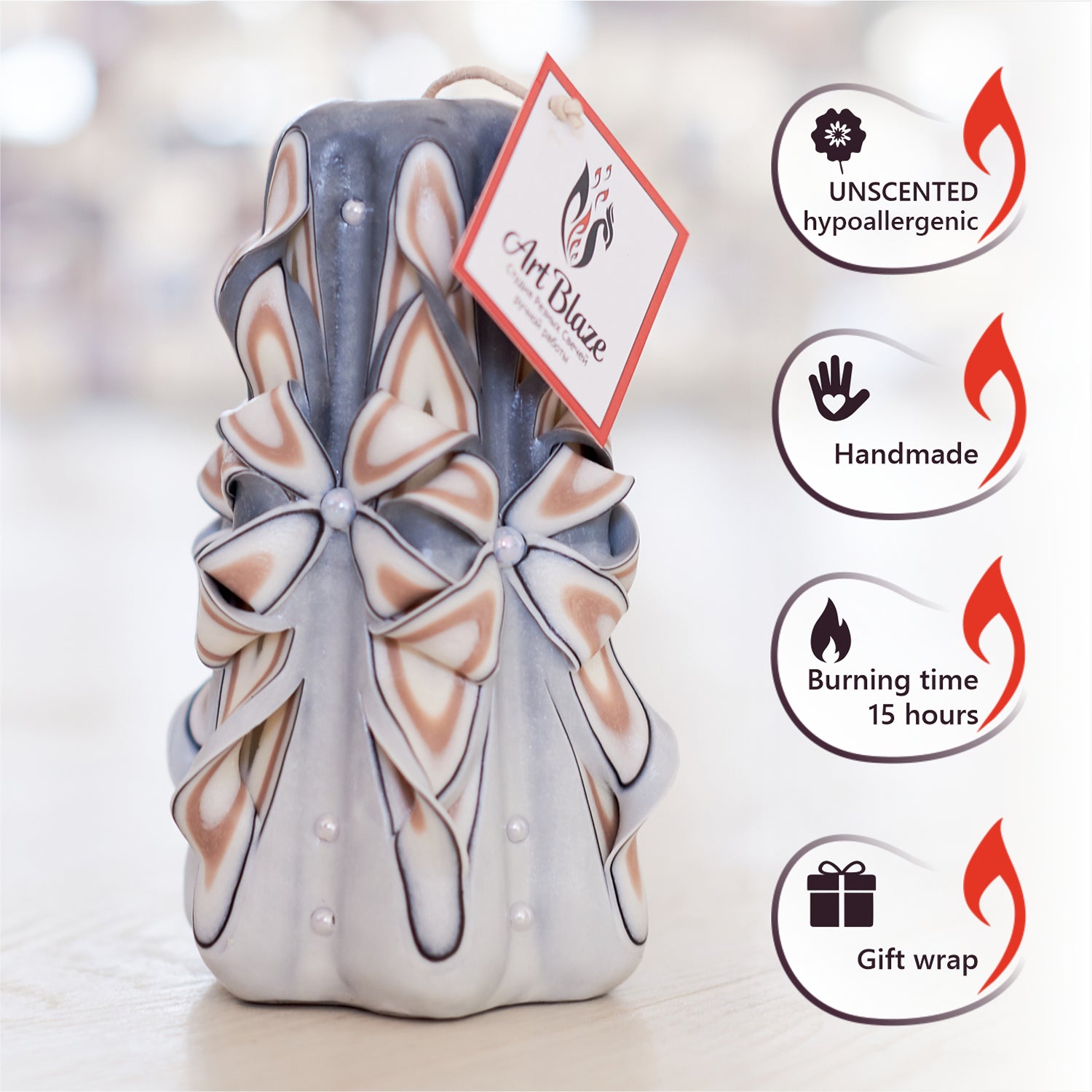 Carved candle "Delicate Lace" small