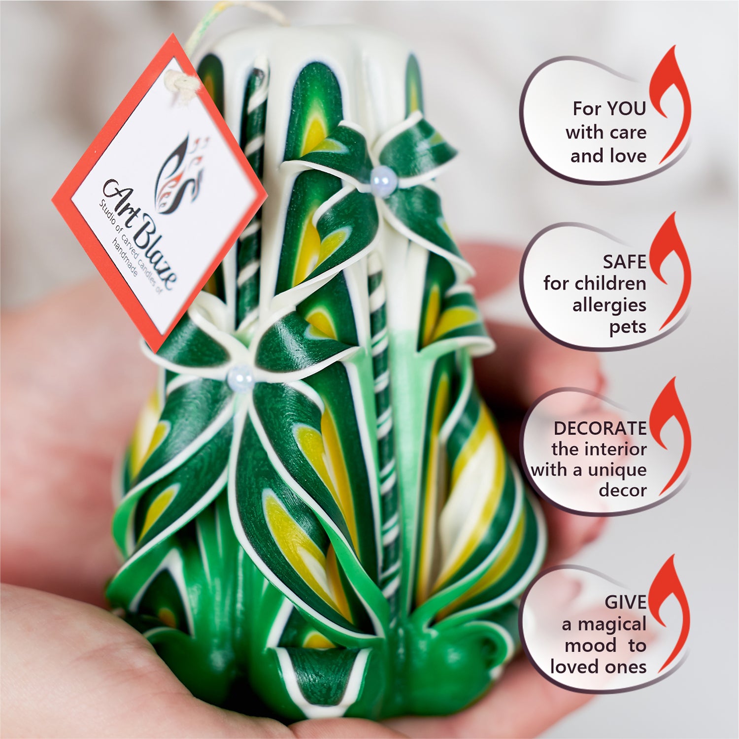 Carved candle "Summer Glade" small