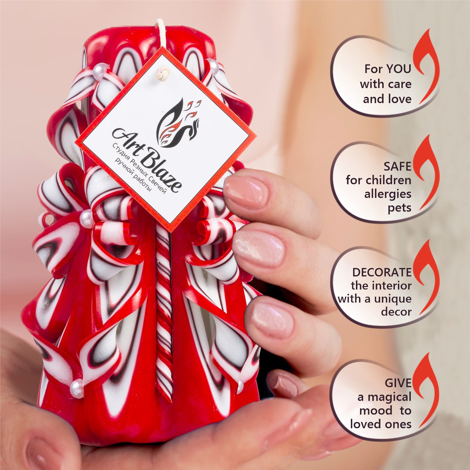 Carved candle "Scarlet Sails" small