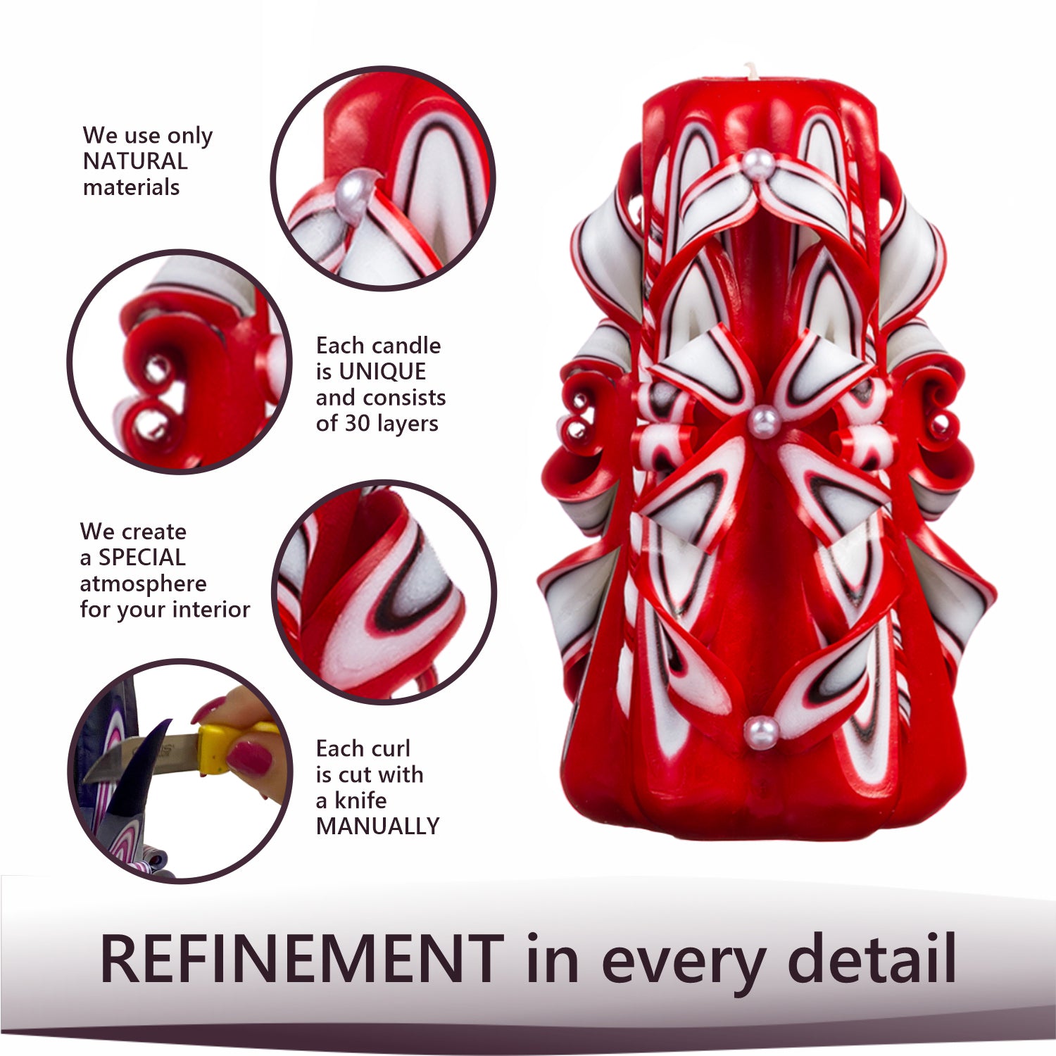 Carved candle "Scarlet Sails" small
