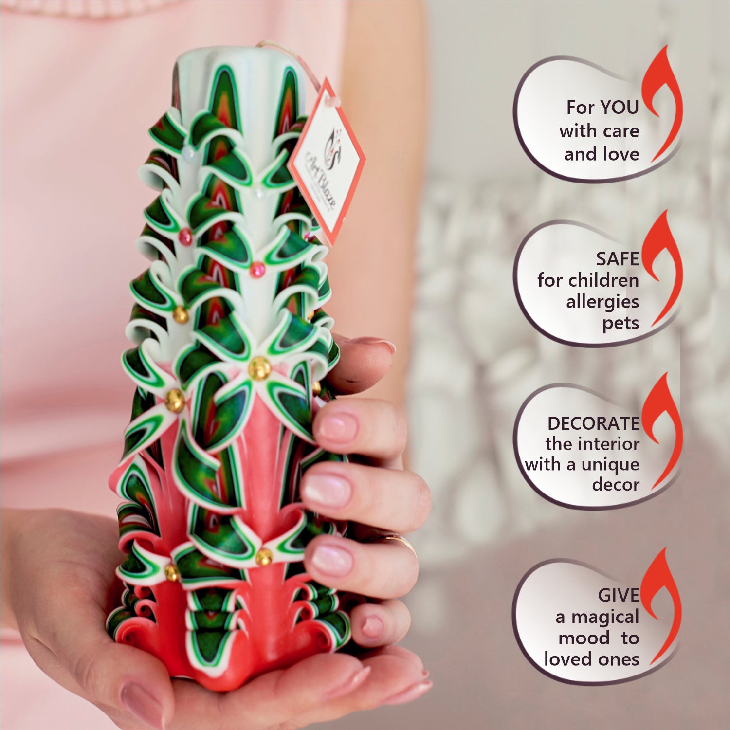 Carved candle "Festive Cocktail" large