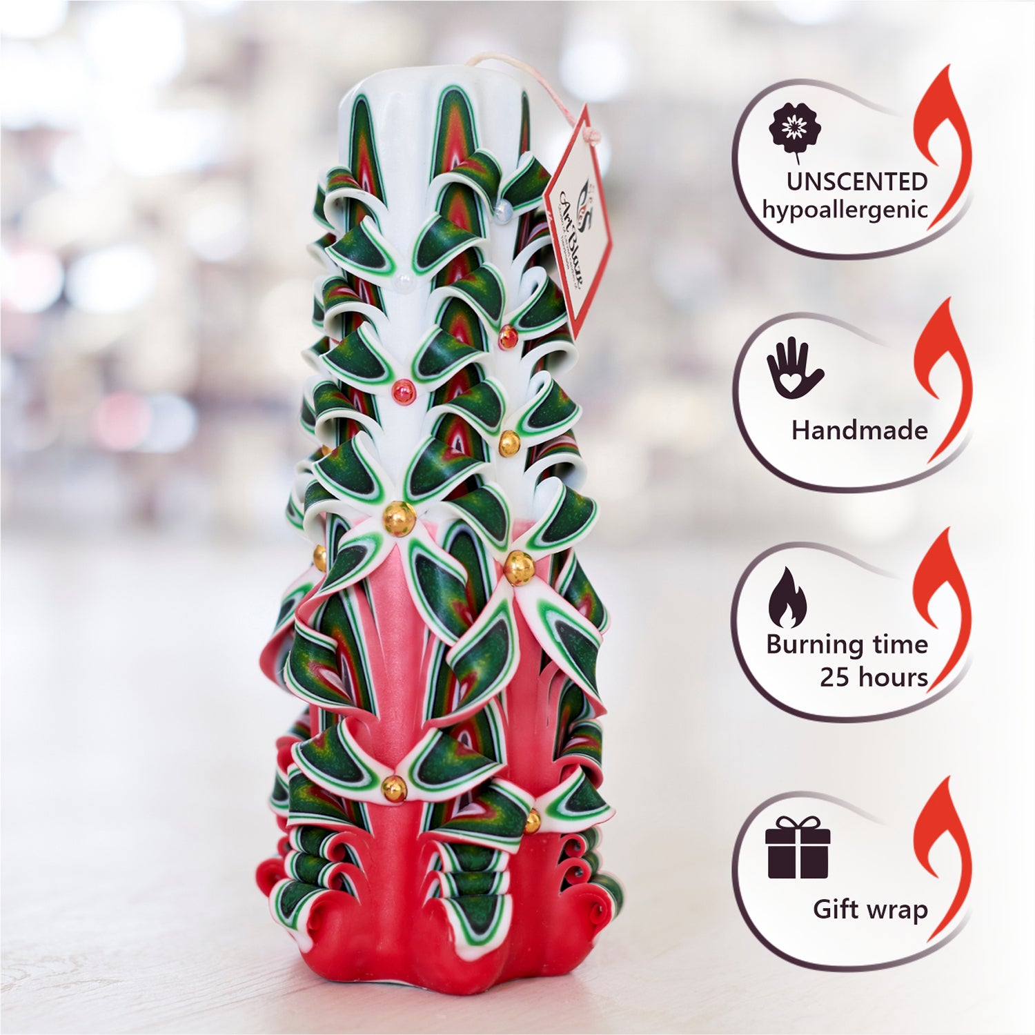 Carved candle "Festive Cocktail" large