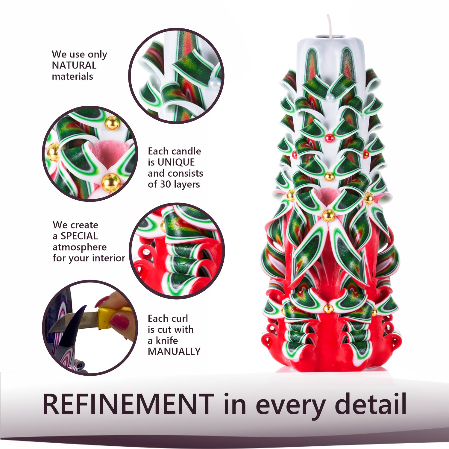 Carved candle "Festive Cocktail" large