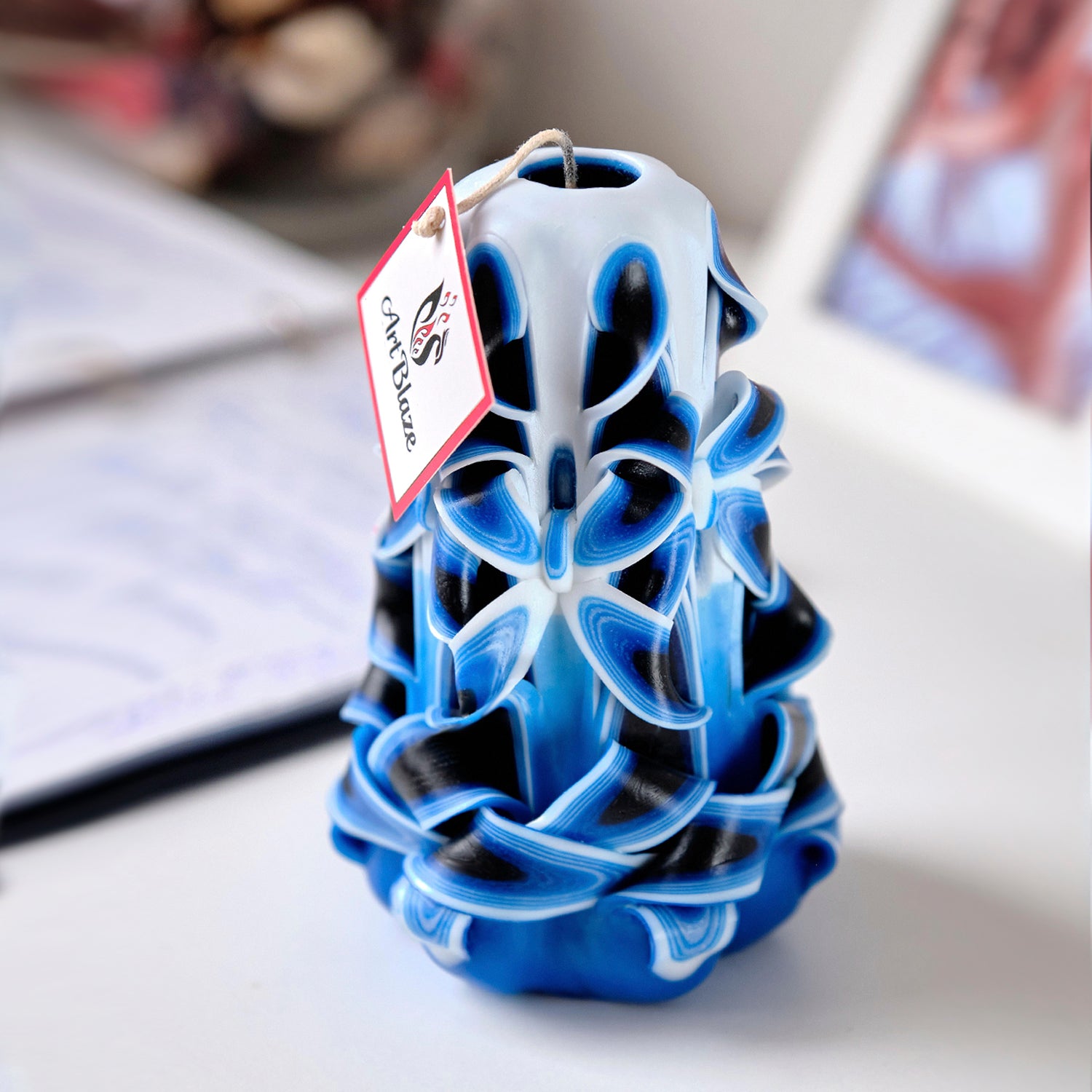 Carved candle "Sea Wave" small