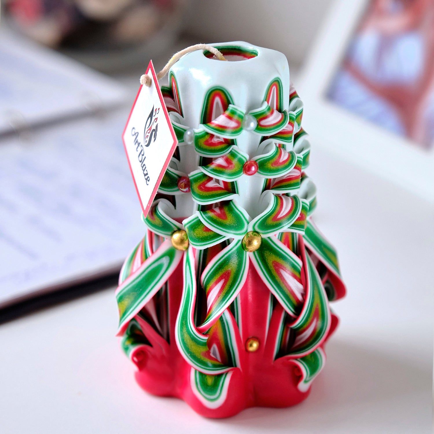 Carved Candle "Festive Cocktail" small