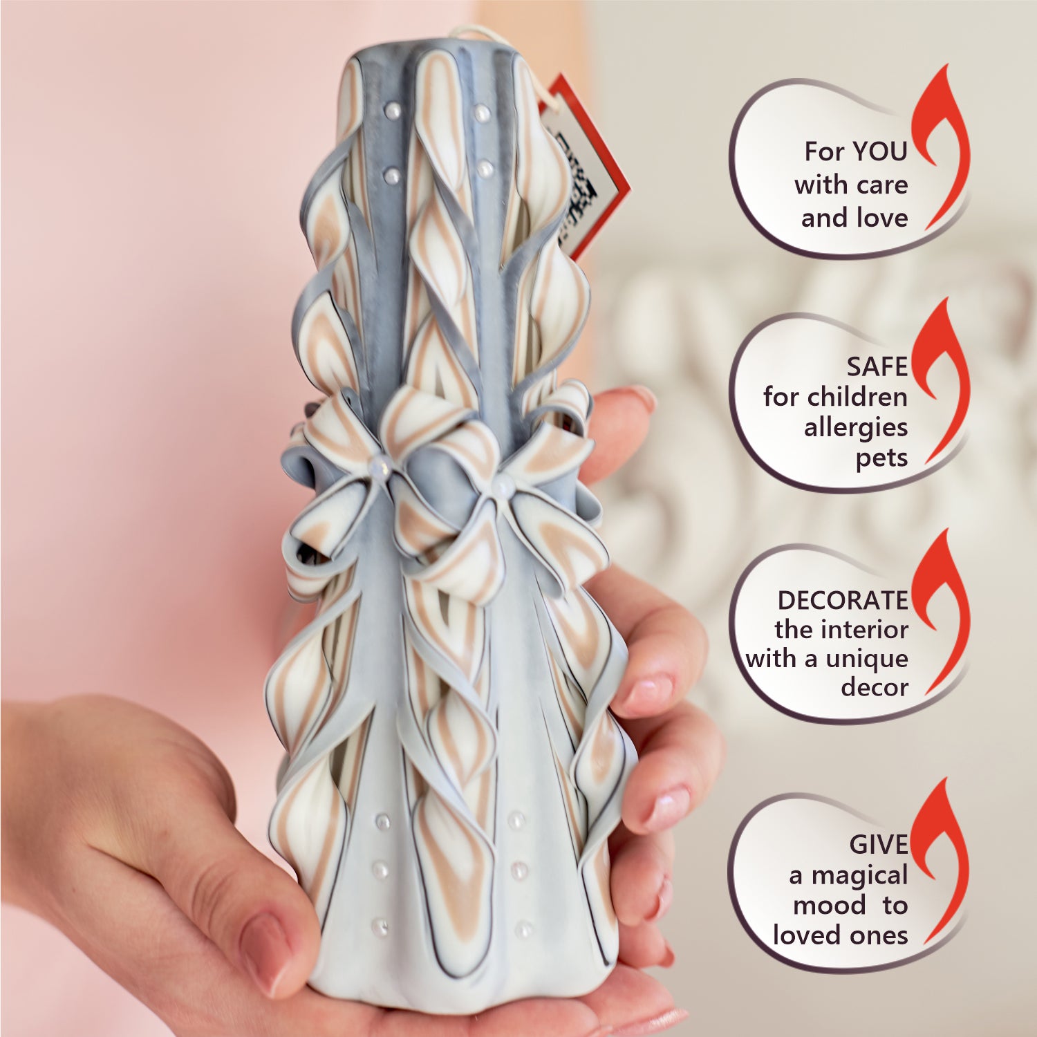 Carved candle "Delicate Lace" large