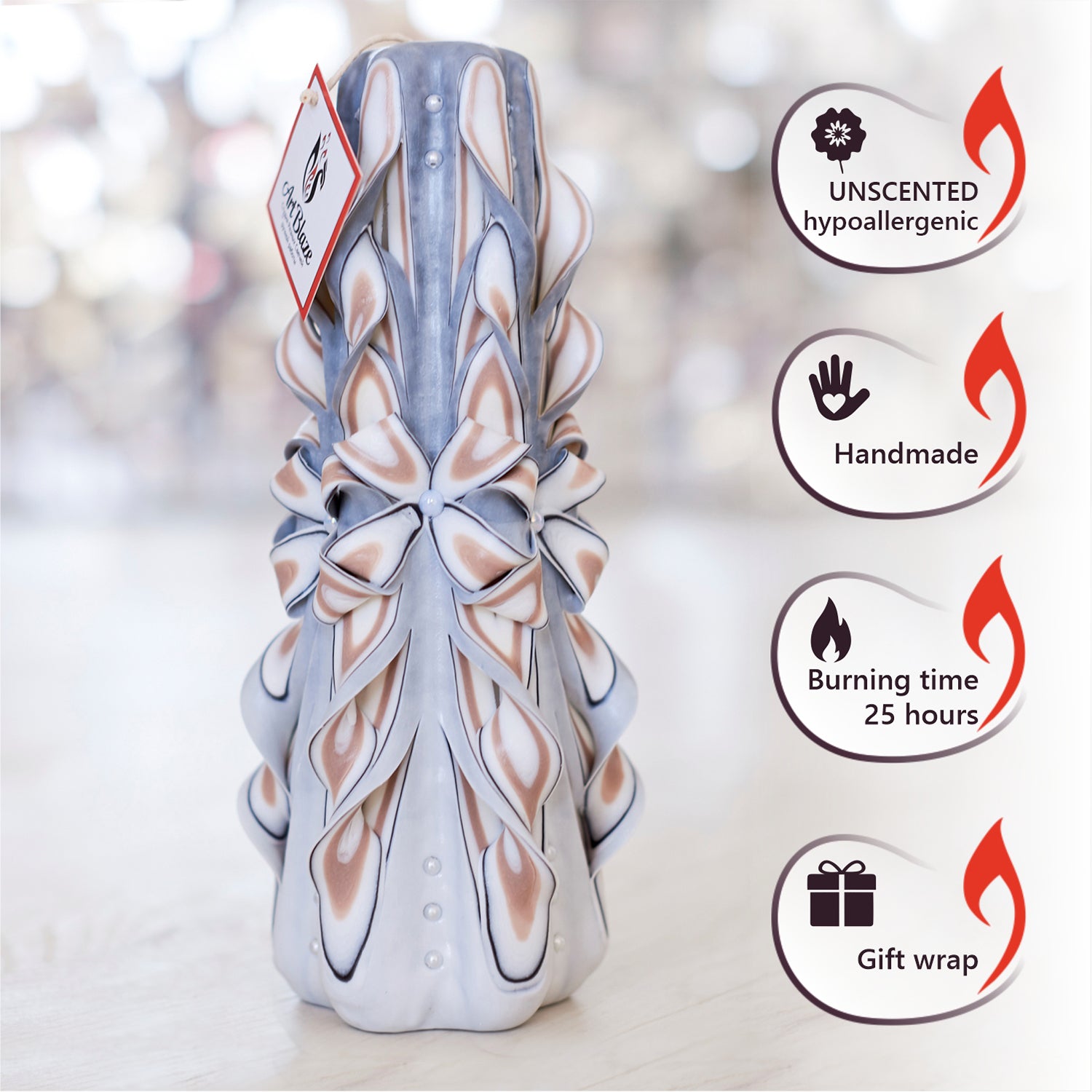 Carved candle "Delicate Lace" large