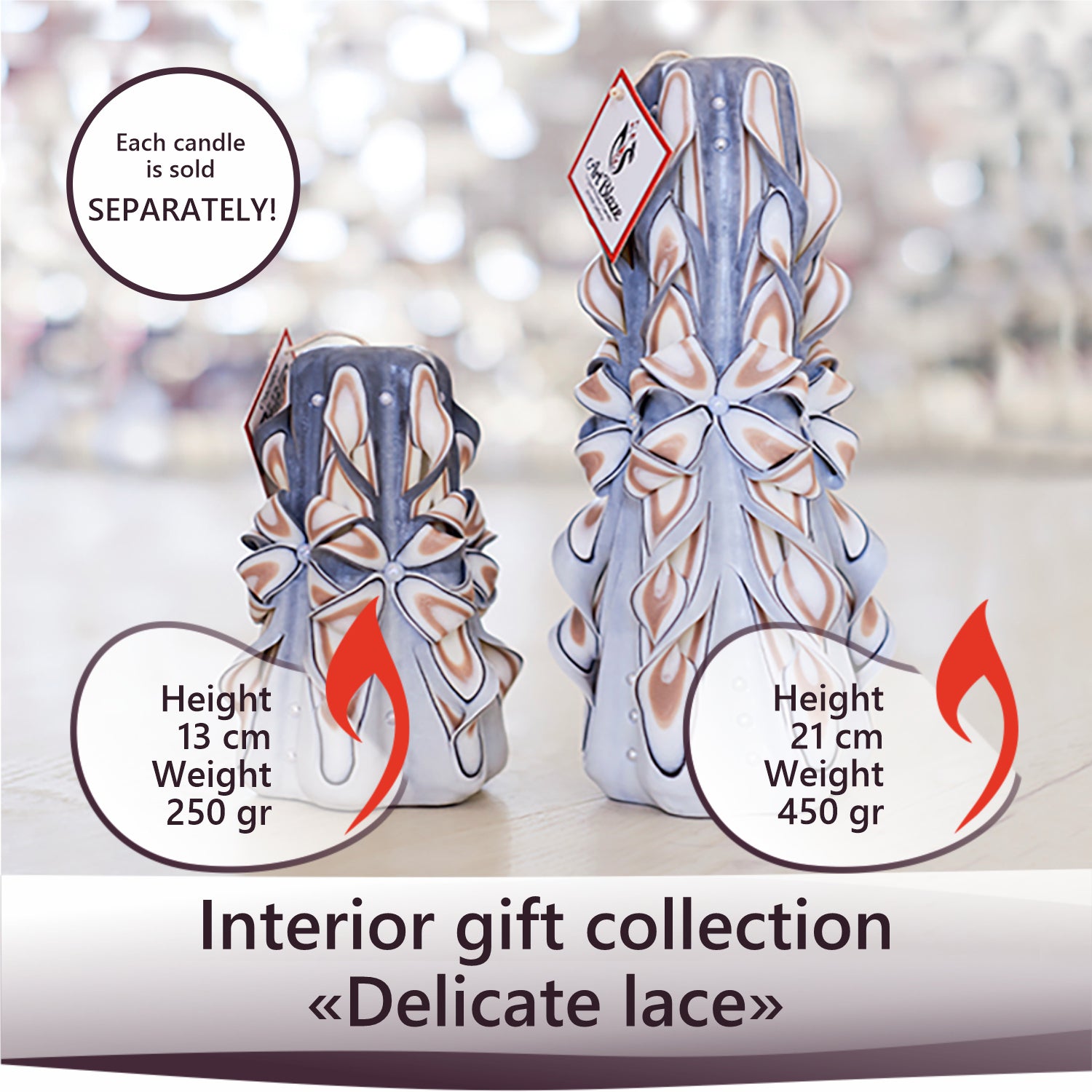 Carved candle "Delicate Lace" large
