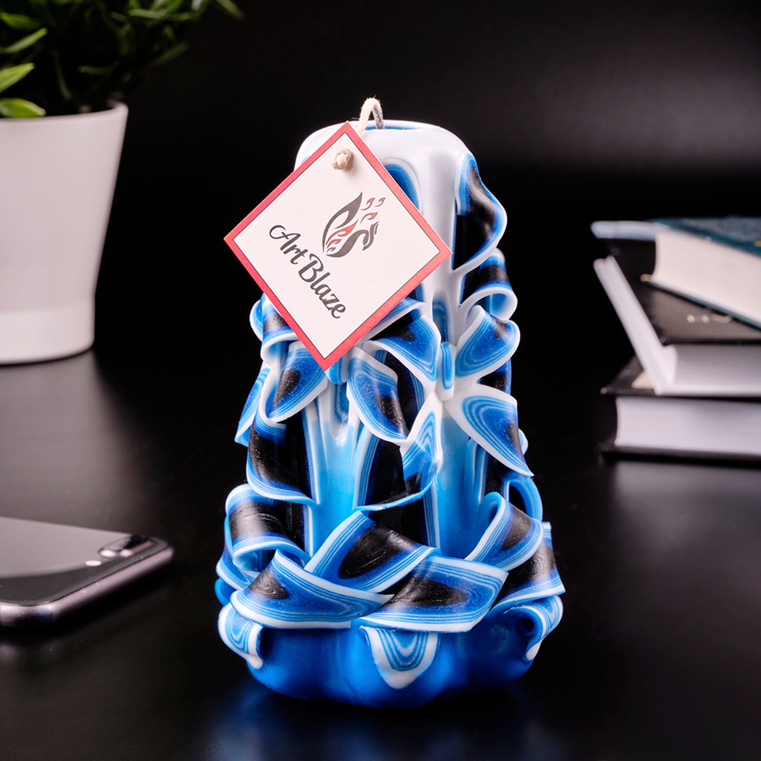 Carved candle "Sea Wave" small