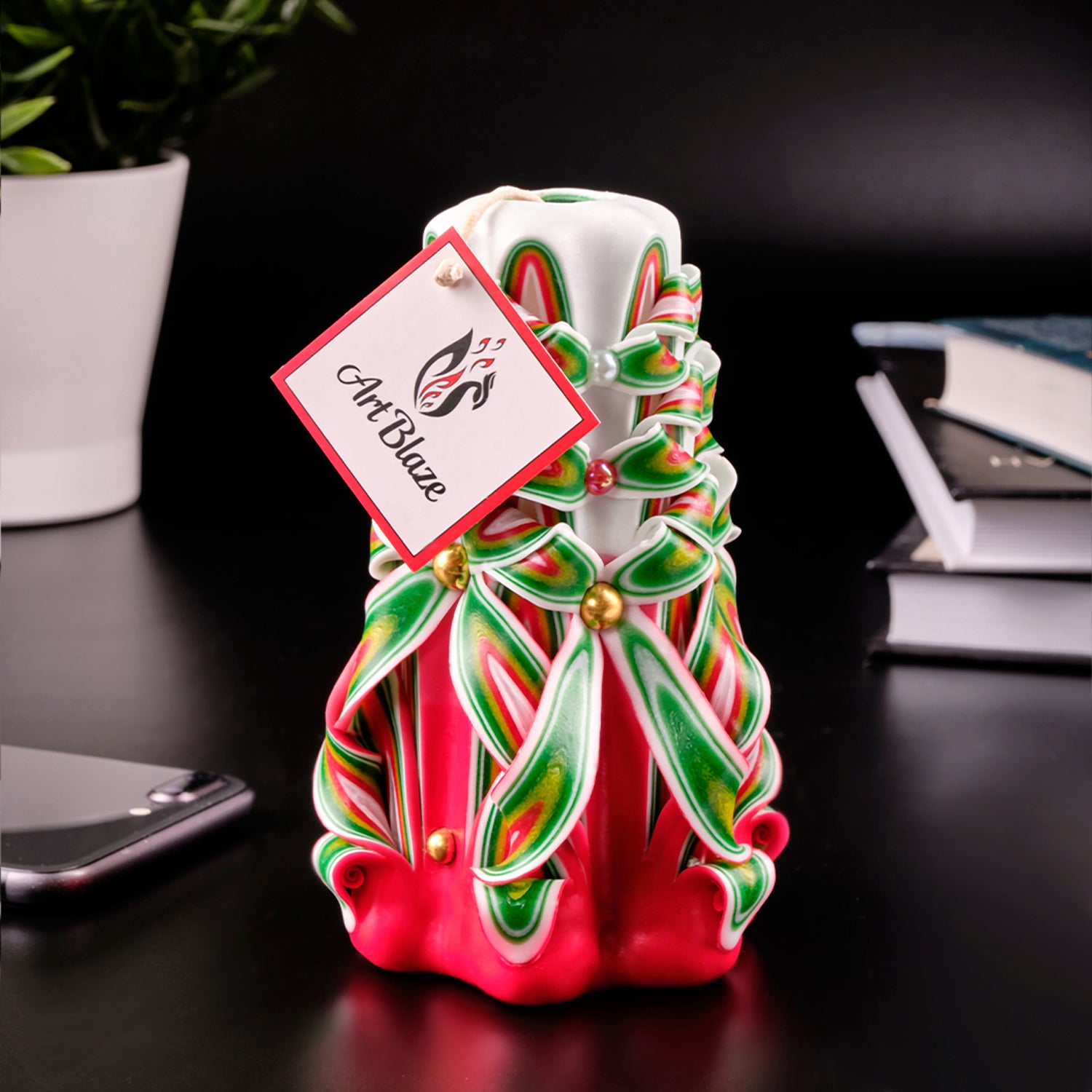 Carved Candle "Festive Cocktail" small