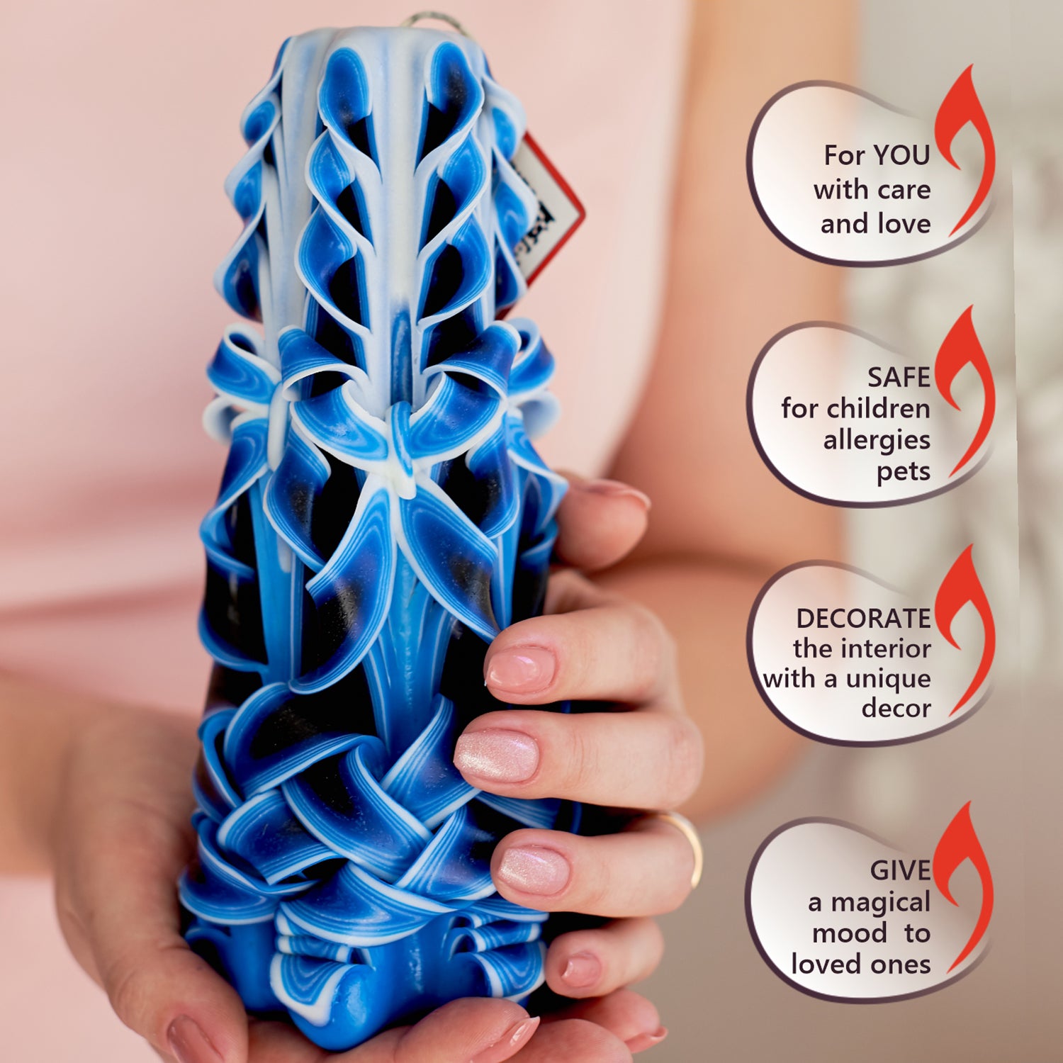 Carved candle "Sea Wave" large