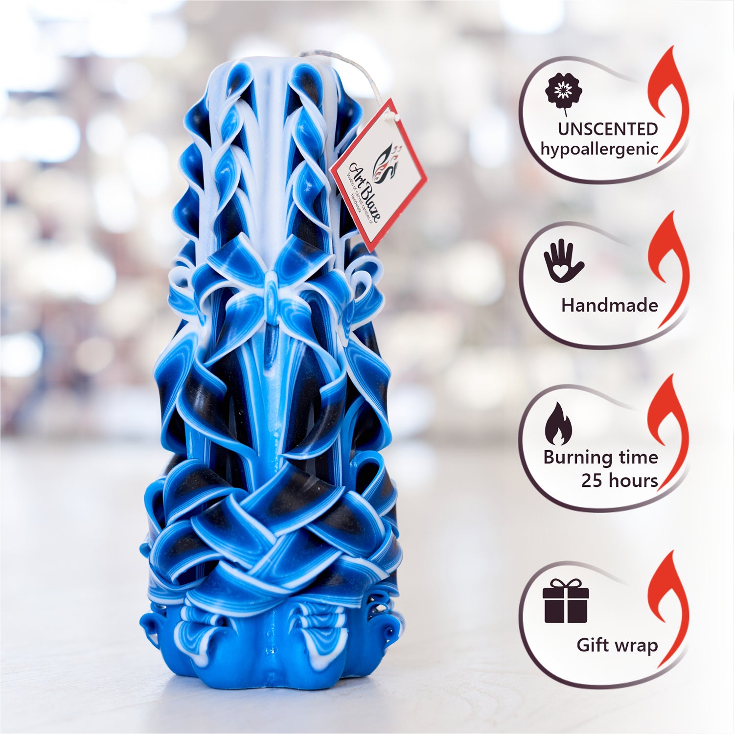 Carved candle "Sea Wave" large