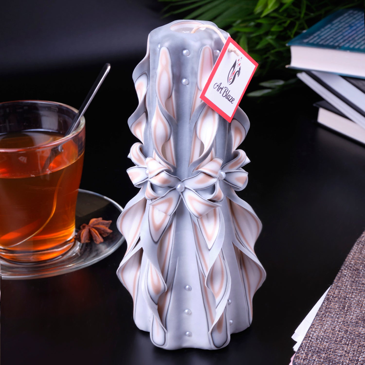 Carved candle "Delicate Lace" large