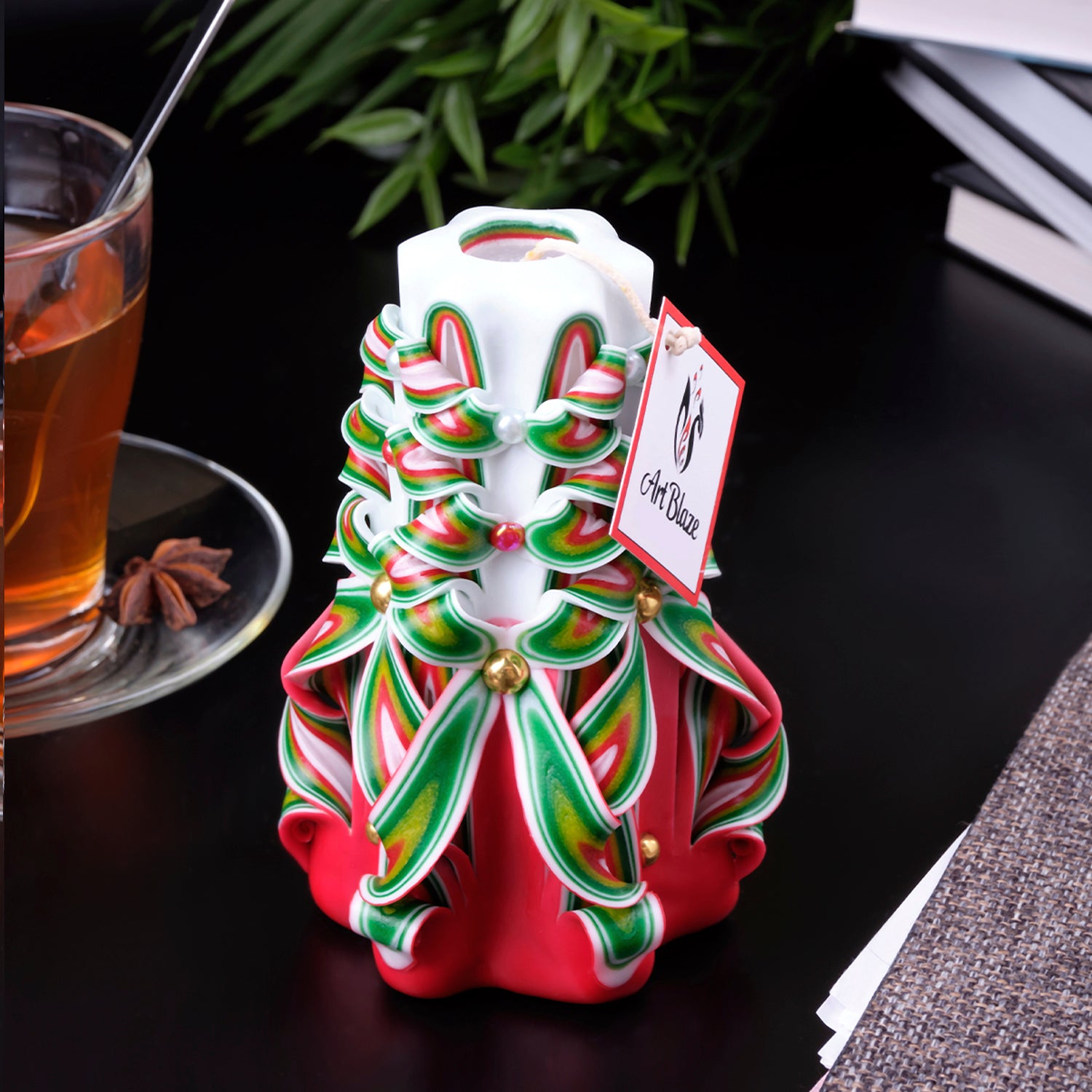 Carved Candle "Festive Cocktail" small