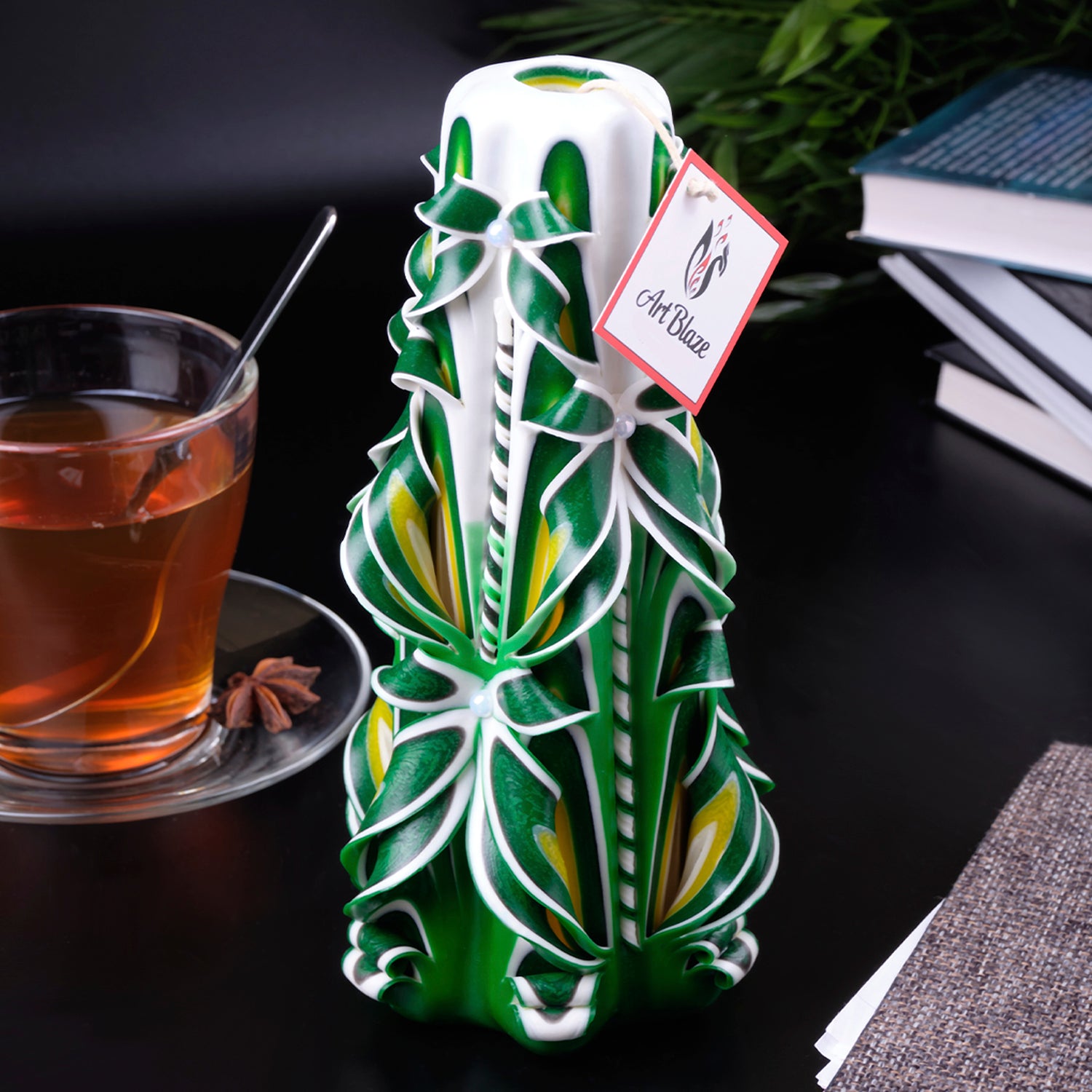 Carved candle "Summer Glade" large